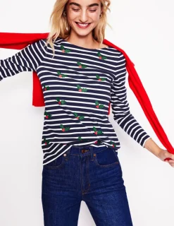Oberteile | T-shirts & Tops | Boden Ella Breton-Shirt mit langen Ärmeln-Marineblau, Holly Gestreift Marineblau,HollyGestreift