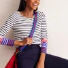 Oberteile | T-shirts & Tops | Boden Ella Breton-Shirt mit langen Ärmeln-Naturweiß, Französisches Marineblau Bunte Manschetten Naturweiß,FranzösischesMarineblauBunteManschetten