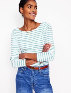 Oberteile | T-shirts & Tops | Boden Ella Breton-Shirt mit langen Ärmeln-Naturweiß, Entenei-Blau Naturweiß,Entenei-Blau