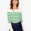Oberteile | T-shirts & Tops | Boden Ella Breton-Shirt mit langen Ärmeln-Naturweiß, Satter Smaragd Naturweiß,SatterSmaragd