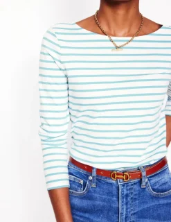 Oberteile | T-shirts & Tops | Boden Ella Breton-Shirt mit langen Ärmeln-Naturweiß, Entenei-Blau Naturweiß,Entenei-Blau