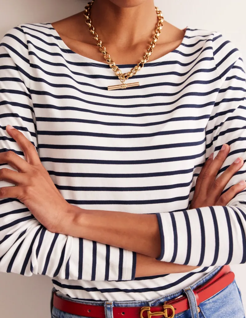 Oberteile | T-shirts & Tops | Boden Ella Breton-Shirt mit langen Ärmeln-Naturweiß, Marineblau Naturweiß,Marineblau
