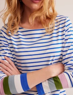 Oberteile | T-shirts & Tops | Boden Ella Breton-Shirt mit langen Ärmeln-Directoire-Blau und Malve Dunst Directoire-BlauundMalveDunst