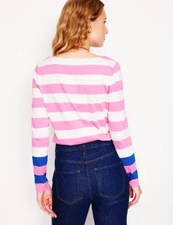 Oberteile | T-shirts & Tops | Boden Ella Breton-Shirt mit langen Ärmeln-Rosarot, Galerieblau Bündchen Rosarot,GalerieblauBündchen