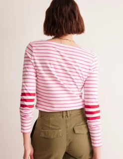 Oberteile | T-shirts & Tops | Boden Ella Breton-Shirt mit langen Ärmeln-Naturweiß, Rot und Festliches Rosa Naturweiß,RotundFestlichesRosa