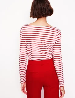 Oberteile | T-shirts & Tops | Boden Ella Breton-Shirt mit langen Ärmeln-Rot, Rentier Gestreift Rot,RentierGestreift