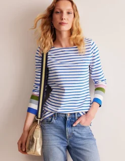 Oberteile | T-shirts & Tops | Boden Ella Breton-Shirt mit langen Ärmeln-Directoire-Blau und Malve Dunst Directoire-BlauundMalveDunst