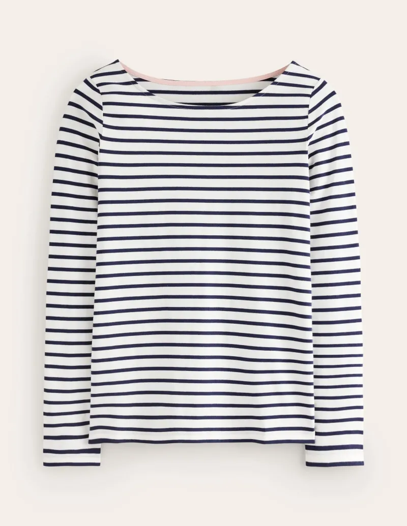 Oberteile | T-shirts & Tops | Boden Ella Breton-Shirt mit langen Ärmeln-Naturweiß, Marineblau Naturweiß,Marineblau