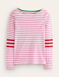 Oberteile | T-shirts & Tops | Boden Ella Breton-Shirt mit langen Ärmeln-Naturweiß, Rot und Festliches Rosa Naturweiß,RotundFestlichesRosa