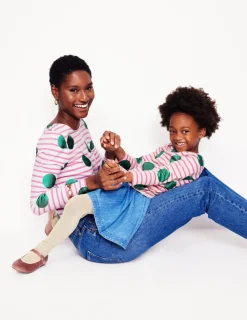 Oberteile | T-shirts & Tops | Boden Ella Breton-Shirt mit langen Ärmeln-Rosa, Naturweiß, Grüne Punkte Rosa,Naturweiß,GrünePunkte