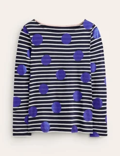 Oberteile | T-shirts & Tops | Boden Ella Breton-Shirt mit langen Ärmeln-Marineblau, Naturweiß, Blaue Punkte Marineblau,Naturweiß,BlauePunkte
