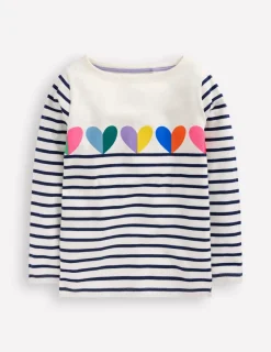 Oberteile & T-shirts | Boden Ella Lustiges Breton-College-Marineblau/Naturweiß Herzen College-Marineblau/NaturweißHerzen