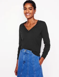 Pullover & Strickjacken | Boden Emilia Baumwollpullover mit V-Ausschnitt- Schwarz