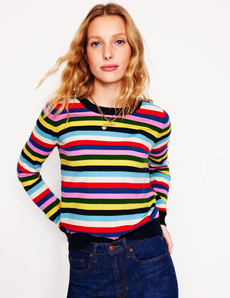 Pullover & Strickjacken | Boden Emilia Baumwollpullover mit Rundhalsausschnitt-Mohnblumenrot, Blau Bunt Mohnblumenrot,BlauBunt