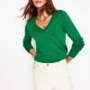 Pullover & Strickjacken | Boden Emilia Baumwollpullover mit V-Ausschnitt- GRÜN
