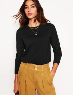 Pullover & Strickjacken | Boden Emilia Baumwollpullover mit Rundhalsausschnitt- Schwarz