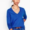 Pullover & Strickjacken | Boden Emilia Baumwollpullover mit V-Ausschnitt-Leuchtendes Blau LeuchtendesBlau