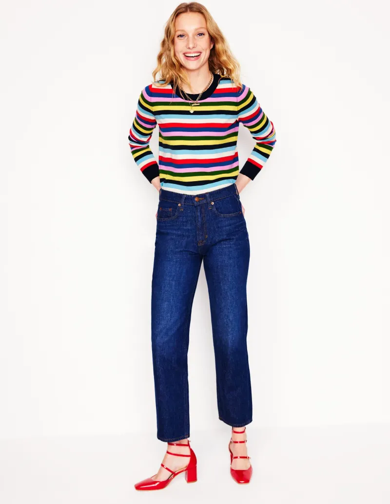Pullover & Strickjacken | Boden Emilia Baumwollpullover mit Rundhalsausschnitt-Mohnblumenrot, Blau Bunt Mohnblumenrot,BlauBunt
