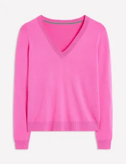 Pullover & Strickjacken | Boden Emilia Baumwollpullover mit V-Ausschnitt- Rosa