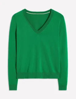 Pullover & Strickjacken | Boden Emilia Baumwollpullover mit V-Ausschnitt- GRÜN