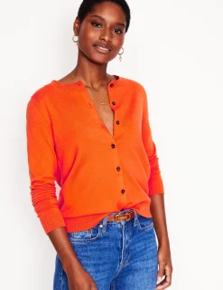 Pullover & Strickjacken | Boden Emilia Baumwollstrickjacke mit Rundhalsausschnitt- Mandarinenorange