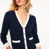 Pullover & Strickjacken | Boden Emilia Baumwollstrickjacke mit V-Ausschnitt-Aqua Marine Marl AquaMarineMarl