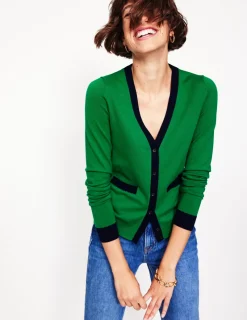 Pullover & Strickjacken | Boden Emilia Baumwollstrickjacke mit V-Ausschnitt-Sattes Smaragdgrün SattesSmaragdgrün