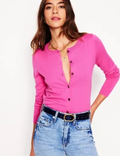 Pullover & Strickjacken | Boden Emilia Baumwollstrickjacke mit Rundhalsausschnitt- Rosa