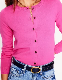 Pullover & Strickjacken | Boden Emilia Baumwollstrickjacke mit Rundhalsausschnitt- Rosa