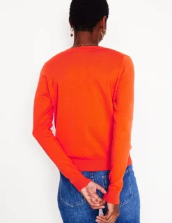 Pullover & Strickjacken | Boden Emilia Baumwollstrickjacke mit Rundhalsausschnitt- Mandarinenorange