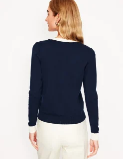 Pullover & Strickjacken | Boden Emilia Baumwollstrickjacke mit V-Ausschnitt-Aqua Marine Marl AquaMarineMarl