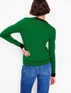 Pullover & Strickjacken | Boden Emilia Baumwollstrickjacke mit V-Ausschnitt-Sattes Smaragdgrün SattesSmaragdgrün