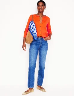 Pullover & Strickjacken | Boden Emilia Baumwollstrickjacke mit Rundhalsausschnitt- Mandarinenorange
