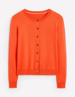 Pullover & Strickjacken | Boden Emilia Baumwollstrickjacke mit Rundhalsausschnitt- Mandarinenorange
