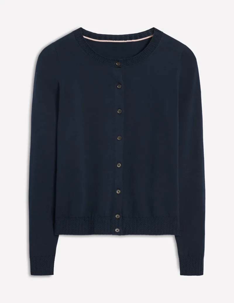 Pullover & Strickjacken | Boden Emilia Baumwollstrickjacke mit Rundhalsausschnitt- Marineblaue