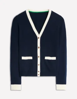 Pullover & Strickjacken | Boden Emilia Baumwollstrickjacke mit V-Ausschnitt-Aqua Marine Marl AquaMarineMarl