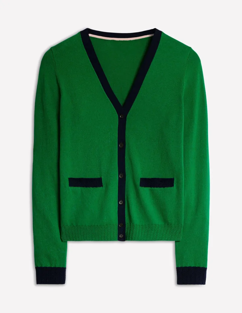 Pullover & Strickjacken | Boden Emilia Baumwollstrickjacke mit V-Ausschnitt-Sattes Smaragdgrün SattesSmaragdgrün