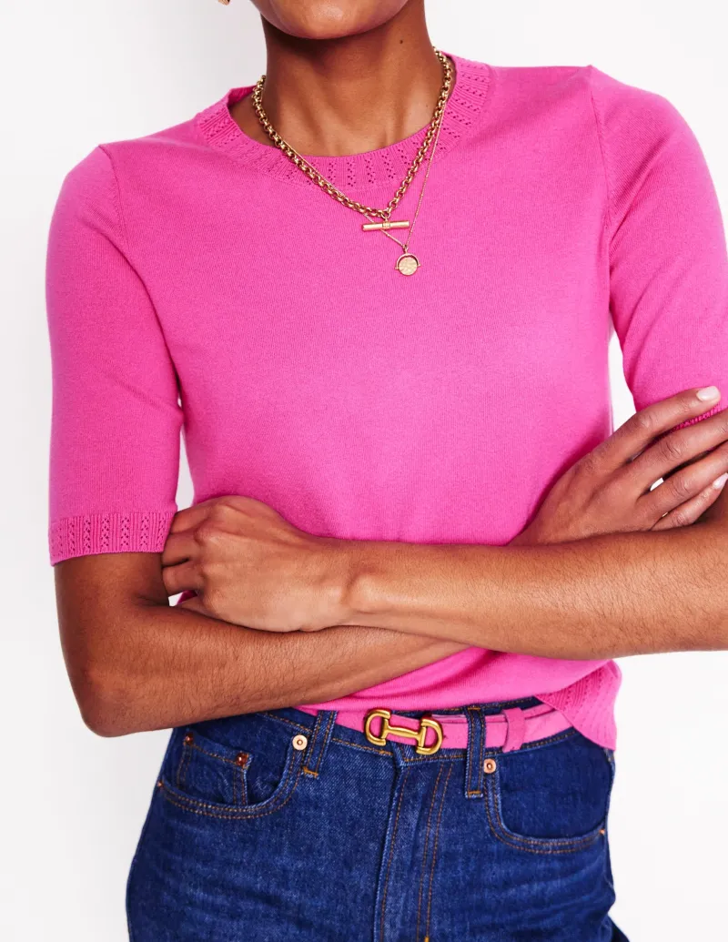 Nachtwäsche & Schlafanzüge | Pullover & Strickjacken | Boden Emilia Baumwoll-T-Shirt mit Rundhalsausschnitt- Rosa