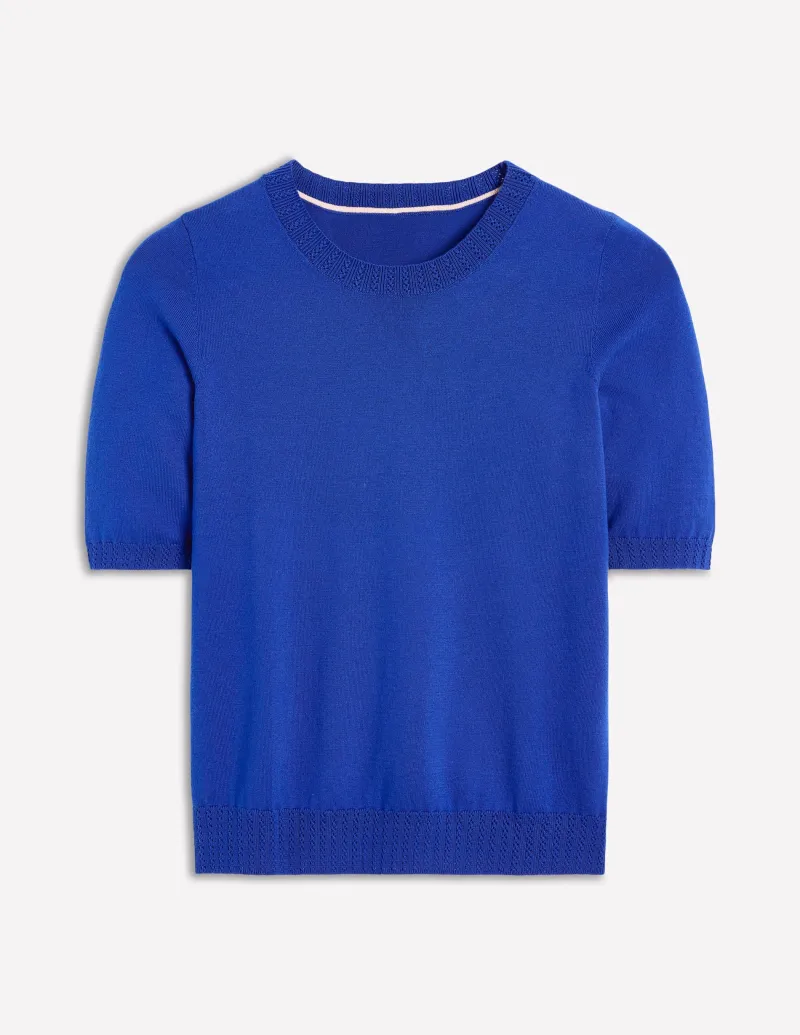 Nachtwäsche & Schlafanzüge | Pullover & Strickjacken | Boden Emilia Baumwoll-T-Shirt mit Rundhalsausschnitt-Leuchtendes Blau LeuchtendesBlau