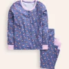 Nachtwäsche | Boden Eng anliegender Henley-Schlafanzug-Blauhäher Bouquet BlauhäherBouquet