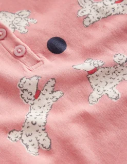 Nachtwäsche | Boden Eng anliegender Henley-Schlafanzug-Rosa Dalmatiner RosaDalmatiner