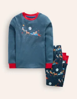 Nachtwäsche & Schlafanzüge | Boden Eng anliegender, langer Schlafanzug-Roboterblau Weltall Weihnachtsmann RoboterblauWeltallWeihnachtsmann