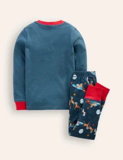 Nachtwäsche & Schlafanzüge | Boden Eng anliegender, langer Schlafanzug-Roboterblau Weltall Weihnachtsmann RoboterblauWeltallWeihnachtsmann