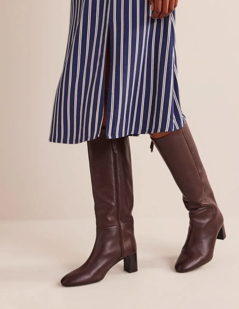 Stiefel | Absatzschuhe | Boden Erica Kniehohe Lederstiefel-Schokobraunes Leder SchokobraunesLeder