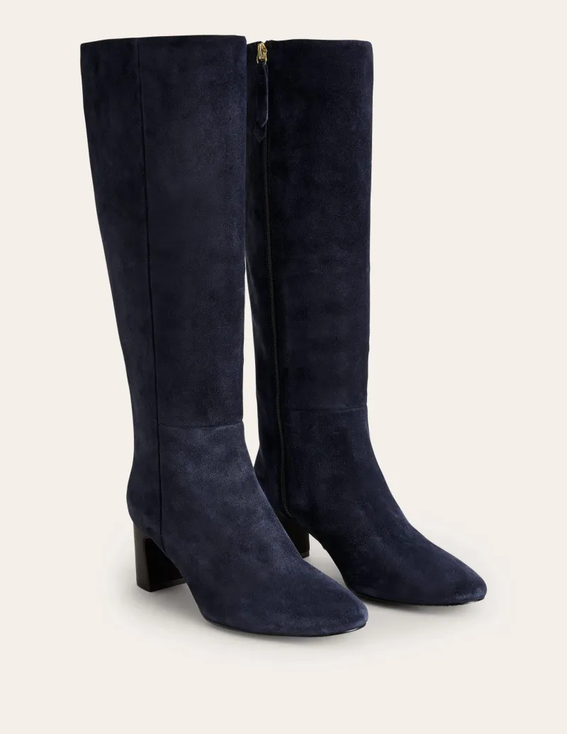 Stiefel | Absatzschuhe | Boden Erica Kniehohe Lederstiefel-Marineblau Veloursleder MarineblauVeloursleder