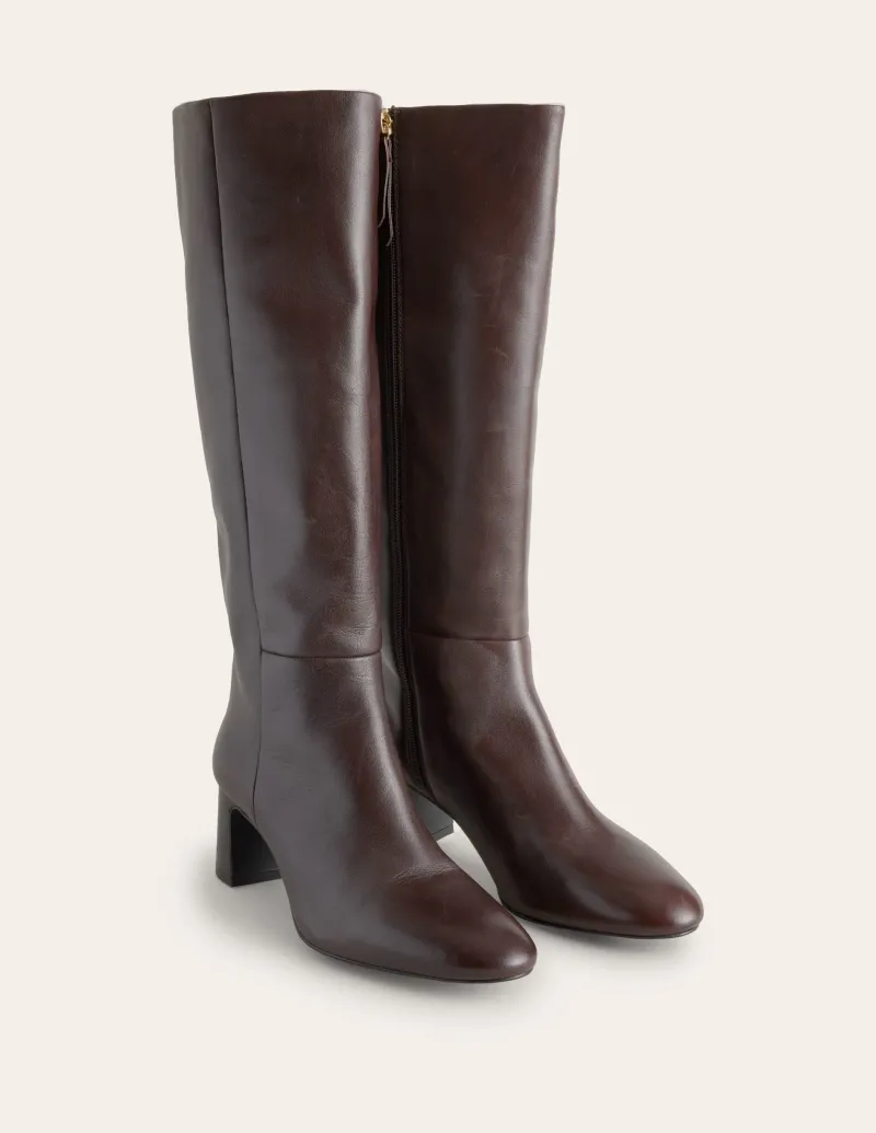 Stiefel | Absatzschuhe | Boden Erica Kniehohe Lederstiefel-Schokobraunes Leder SchokobraunesLeder