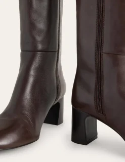 Stiefel | Absatzschuhe | Boden Erica Kniehohe Lederstiefel-Schokobraunes Leder SchokobraunesLeder