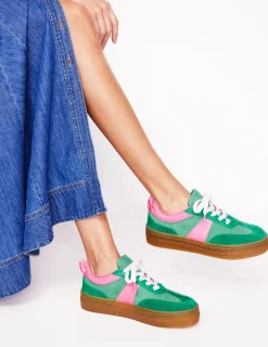 Flache Schuhe | Nachtwäsche & Schlafanzüge | Boden Erin Plateau-Tennisschuhe-Sattes Smaragdgrün/Festivalrosa SattesSmaragdgrün/Festivalrosa