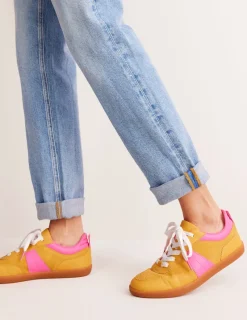 Nachtwäsche & Schlafanzüge | Flache Schuhe | Boden Erin Retro-Tennisschuhe- Gelb/Rosa