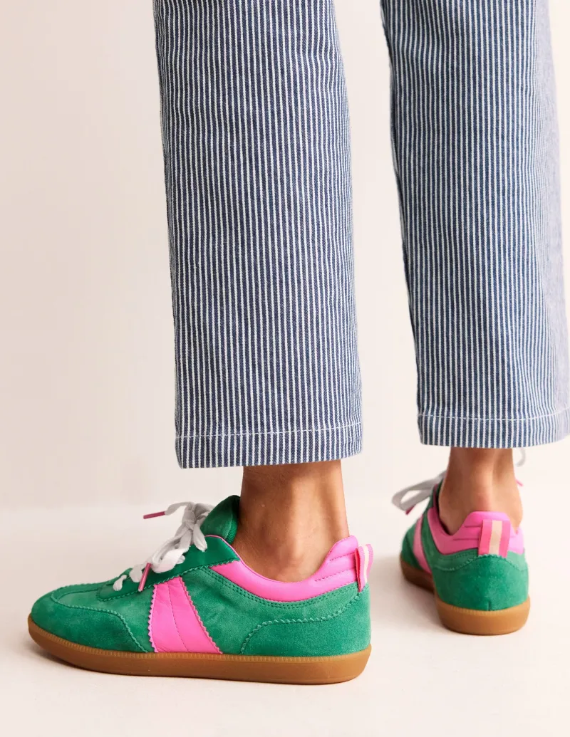 Nachtwäsche & Schlafanzüge | Flache Schuhe | Boden Erin Retro-Tennisschuhe-Grün Blockfarben GrünBlockfarben